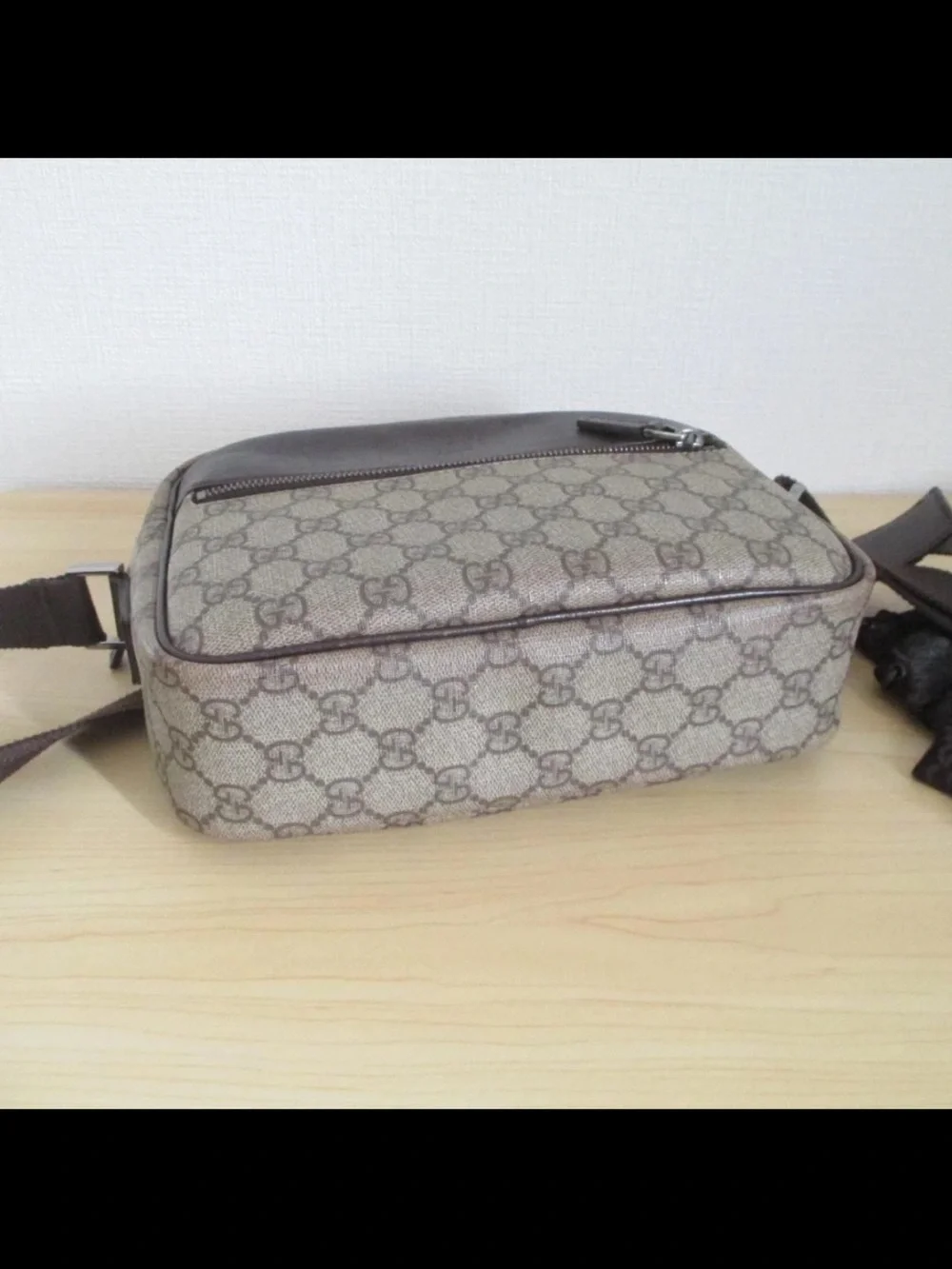 Gucci Brown Monogram Messenger Bag with Dark Leather Trim